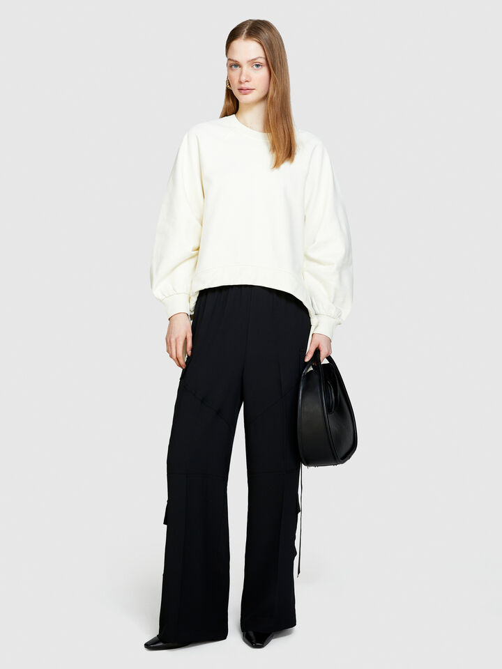 Oversized sweatshirt with drawstring - women's sweatshirts - Creamy White | Sisley image number 1